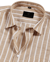 Vertical Strips Cream Bege Colur Men Shirts