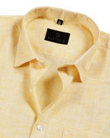 Classic Linen Lemon Yellow Colour Men's Shirt