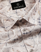 Giza Cotton Circle Vine Print Grey Mix Men Shirt