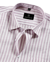 Casual Stripe Cotton Shirt Wine With White