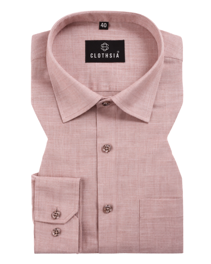 Formal Linen Light Peach Colour Men Shirt