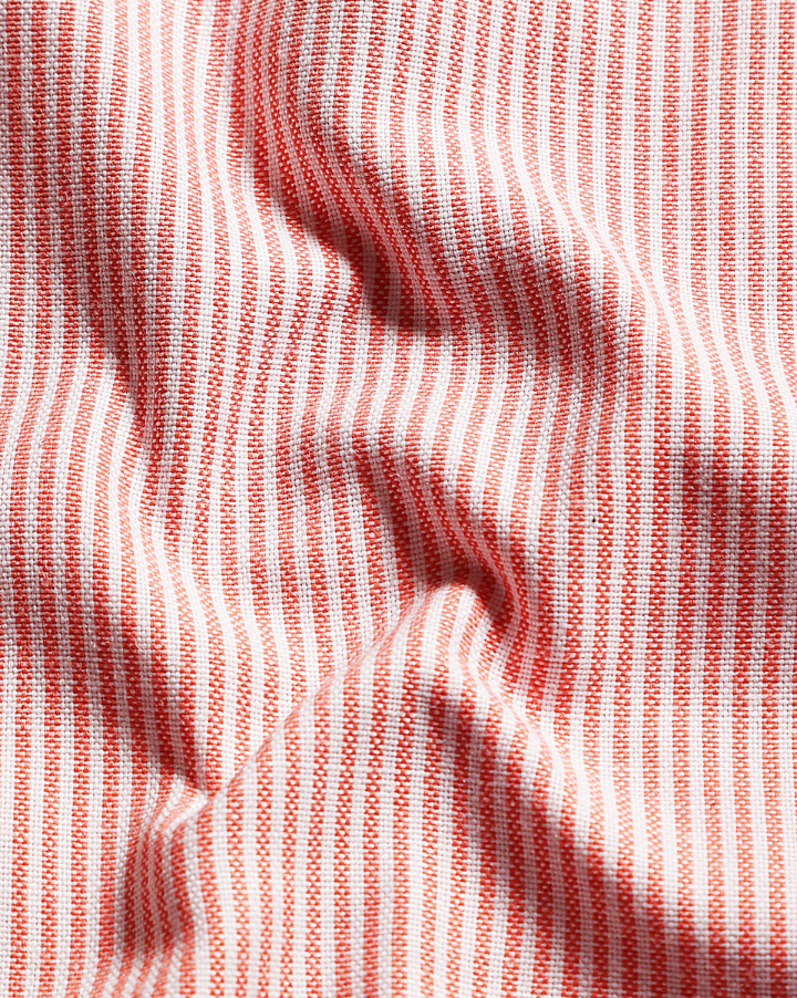 Cotton Small Stripe Peach With White Men Shirt