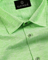 Classic Linen Parrot Green Men Shirt