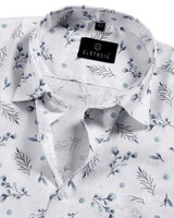 Giza Cotton Soft White & Dusty Blue Colour Men Shirts