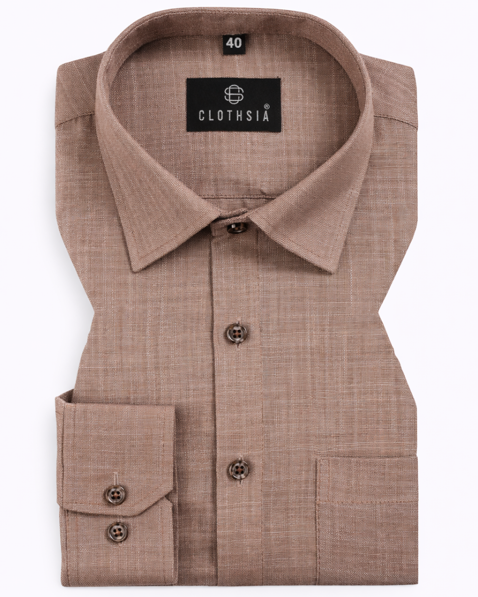 Formal Linen Coffee Colour Men Shirts