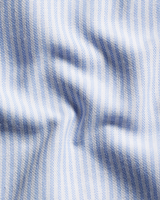 Cotton Small Stripe White With Blue Men Shirt