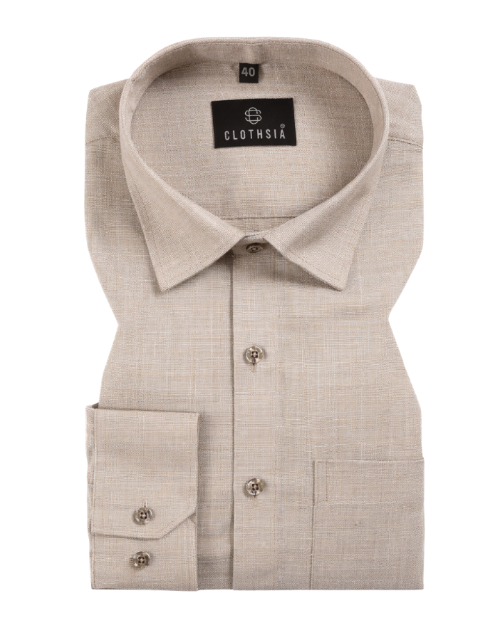 Cotton Small Stripe White With Fawn Colour Men Shirt