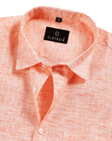 Classic Linen Peach Orange Colour Men's Shirt