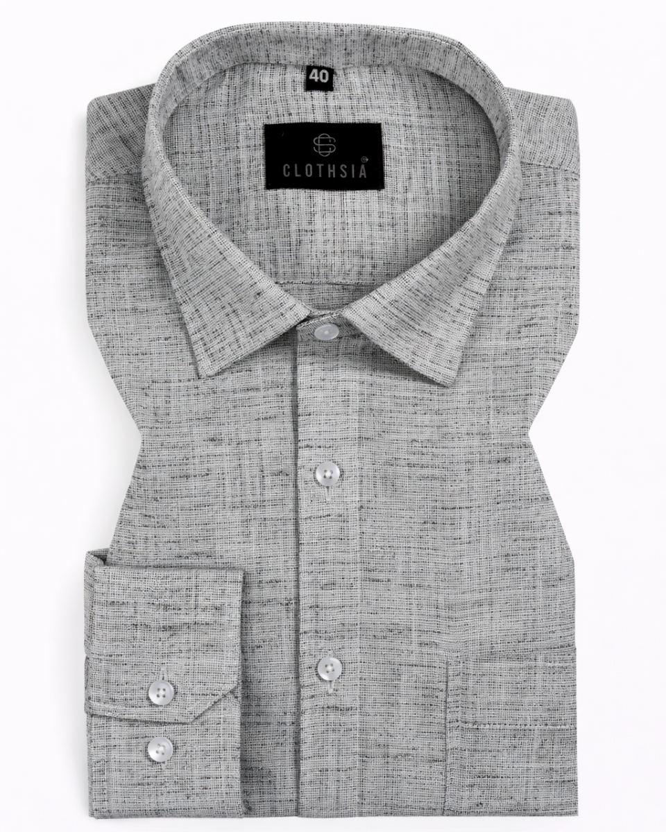 Linen Khadi Gray Colour Men Shirts