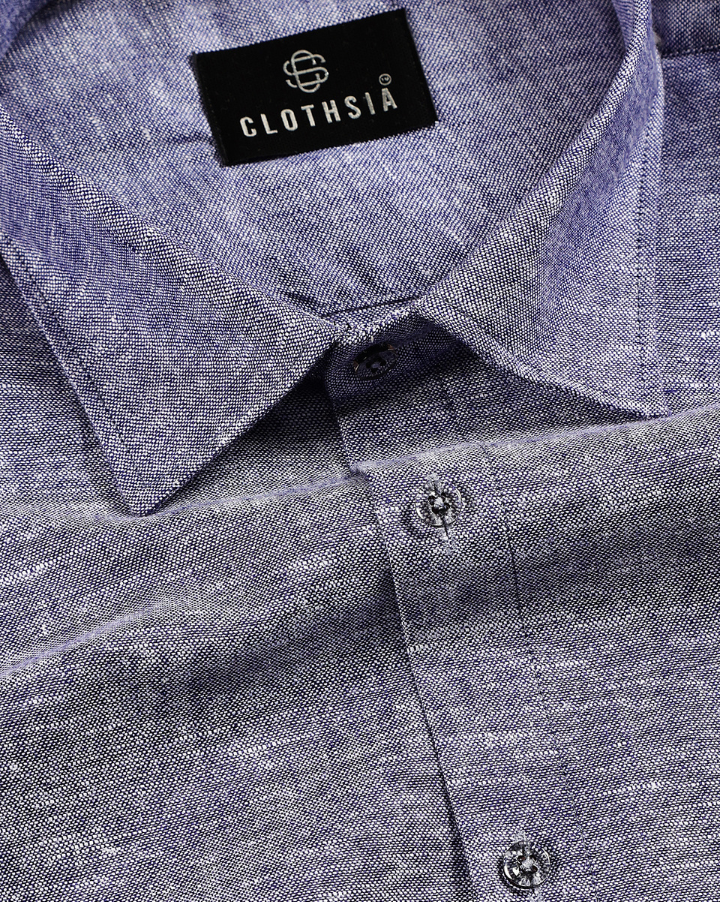 Linen Khadi Midnight Grey Men Shirt
