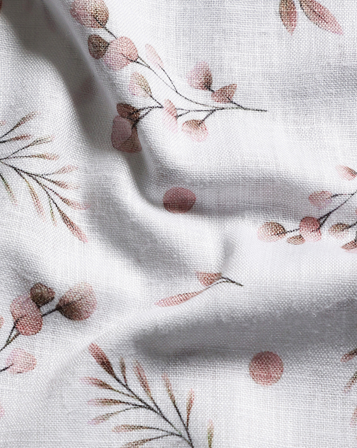 Giza Cotton Leaf Print White With Brown Colour Men Shirt