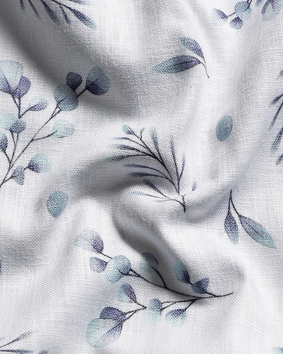 Giza Cotton Soft White & Dusty Blue Colour Men Shirts