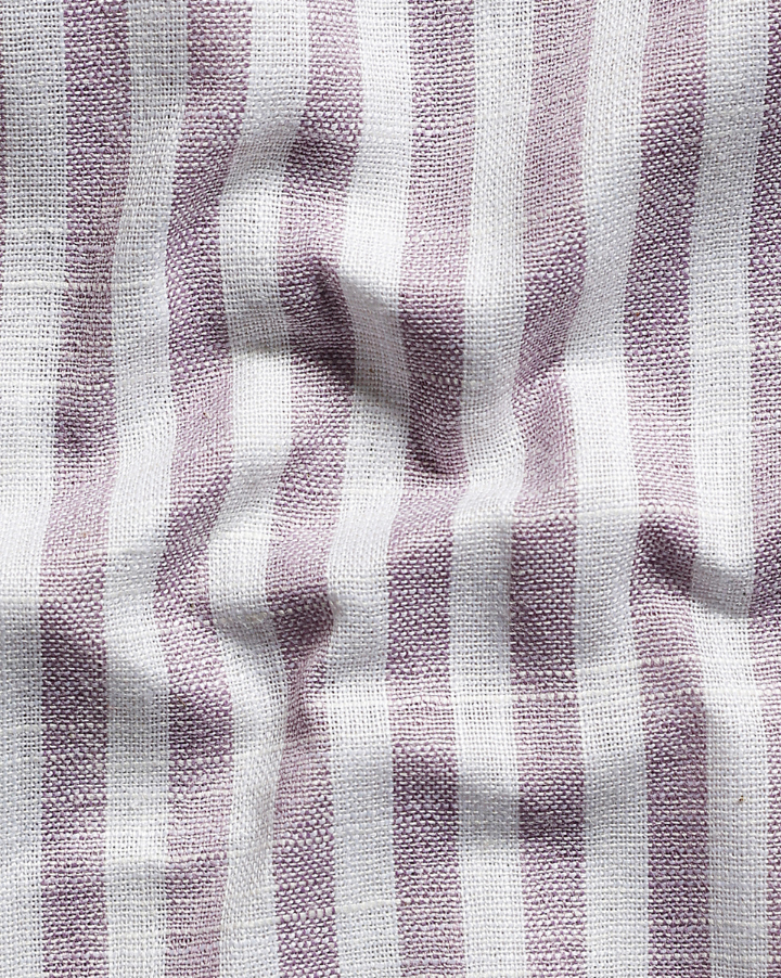 Casual Stripe Cotton Shirt Wine With White