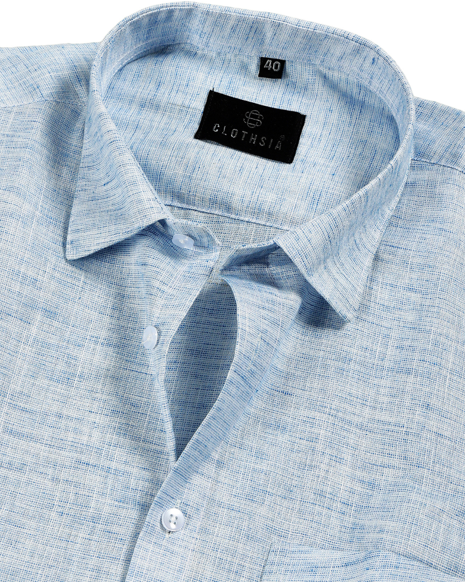 Classic Linen Ice Blue Colour Men's Shirt