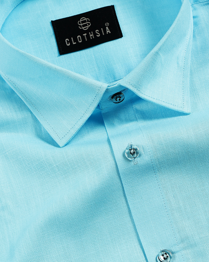 Premium Linen Light Sky Men Shirt