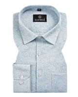 Giza Cotton Heritage Print Sky With White Mix Men Shirt