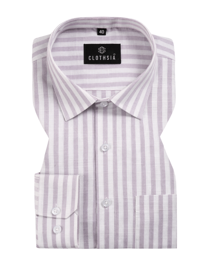 Casual Stripe Cotton Shirt Wine With White
