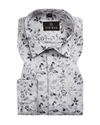 Giza Cotton Leaf Print White With Black Men Shirt