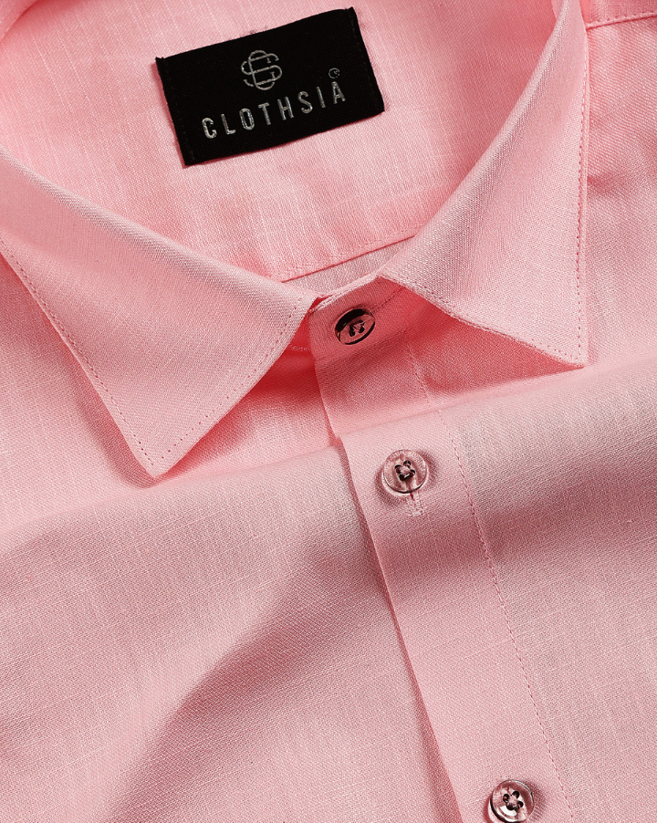 Premium Linen Baby Pink Colour Men Shirt