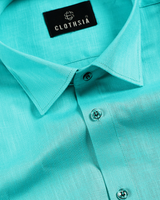 Premium Linen Aqua Green Colour Men Shirt
