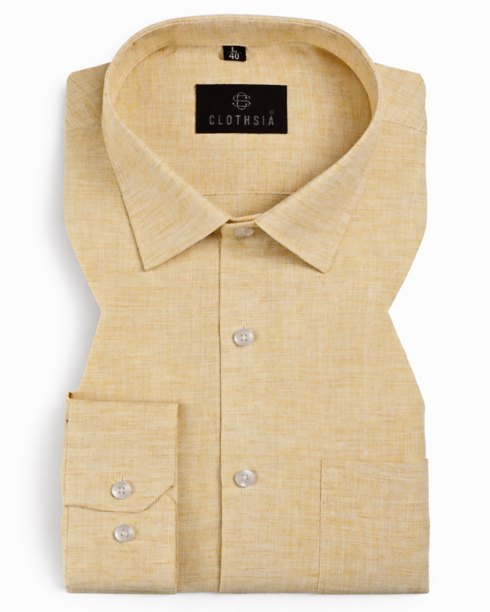 Classic Linen Lemon Yellow Colour Men's Shirt