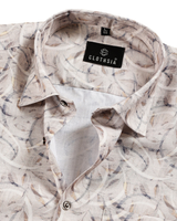 Giza Cotton Circle Vine Print Grey Mix Men Shirt