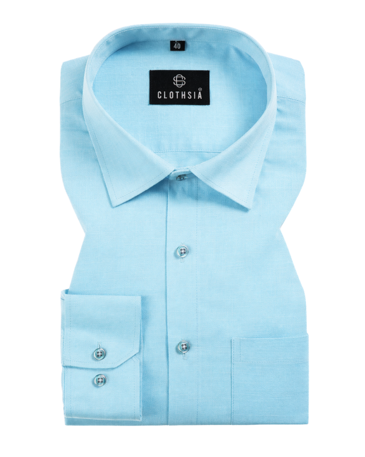 Premium Linen Light Sky Men Shirt