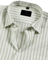 White with Pastel Green Stripe Men Shirts