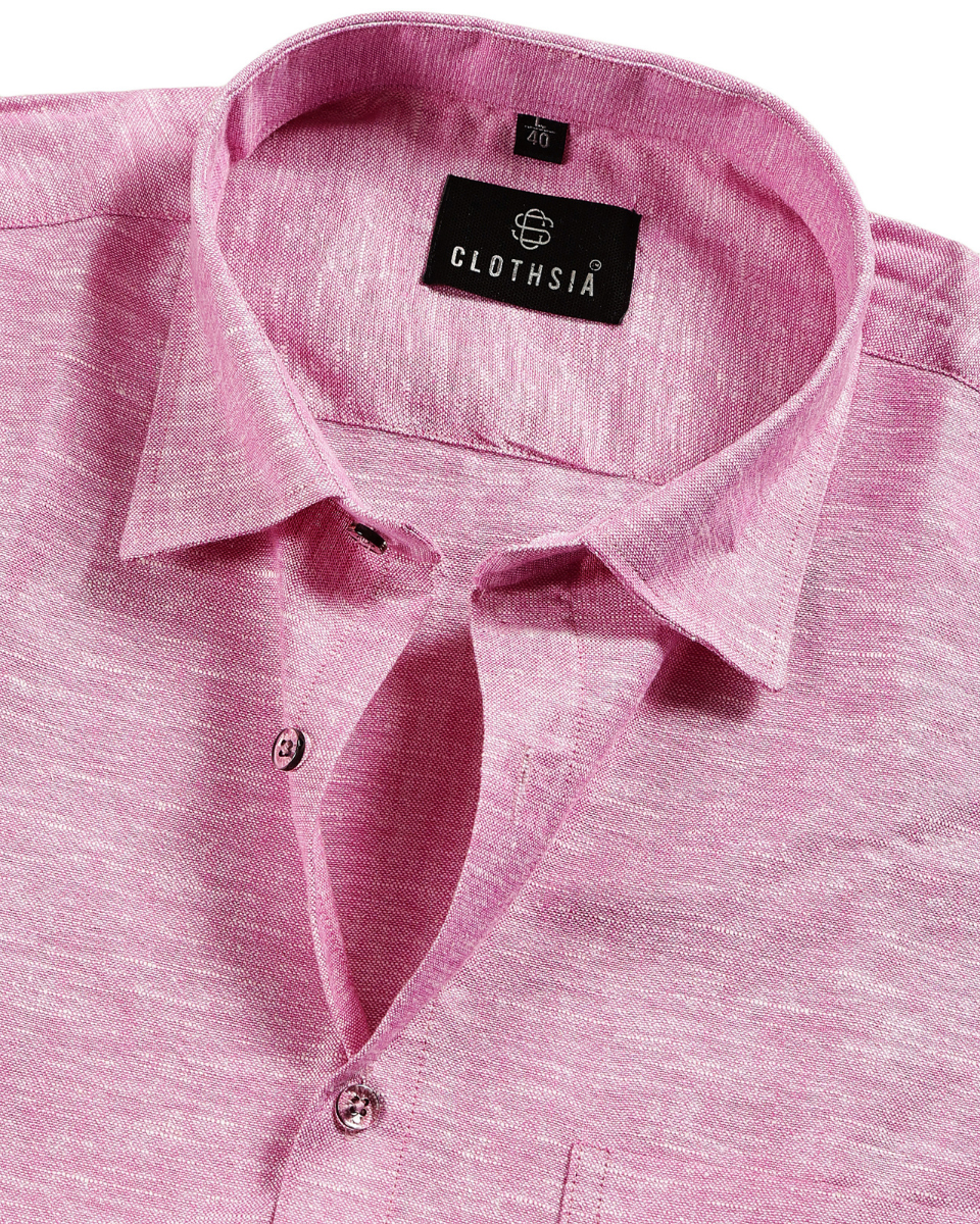 Classic Linen Rose Pink Men's Shirt