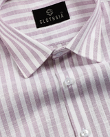 Casual Stripe Cotton Shirt Wine With White