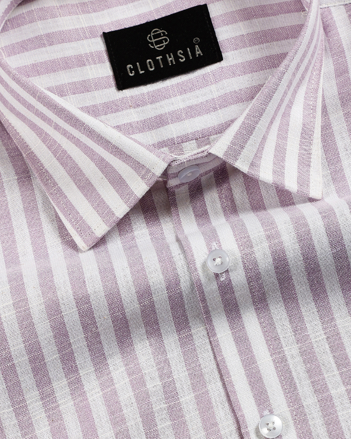 Casual Stripe Cotton Shirt Wine With White