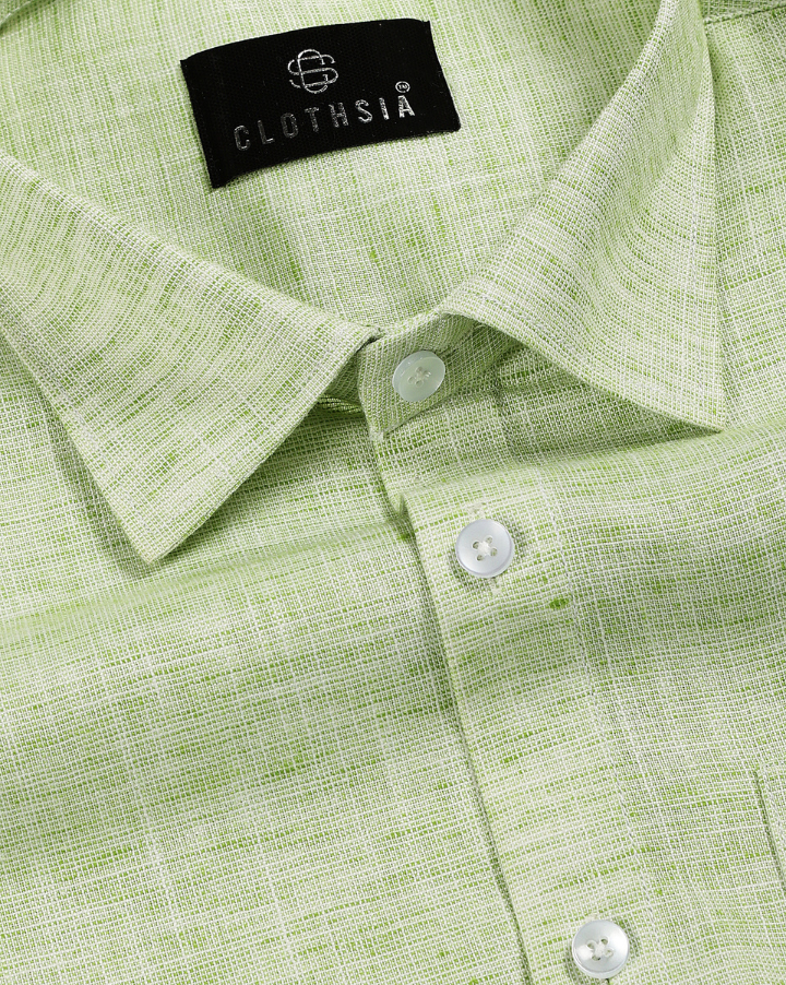 Formal Linen Pastel Green Colour Men Shirt