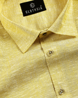 Classic Linen Lemon Yellow Colour Men's Shirt