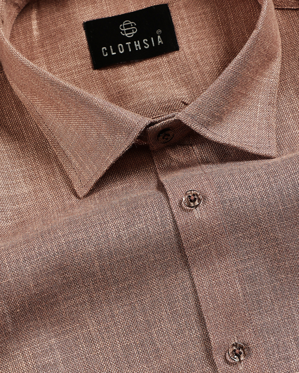 Formal Linen Coffee Colour Men Shirts
