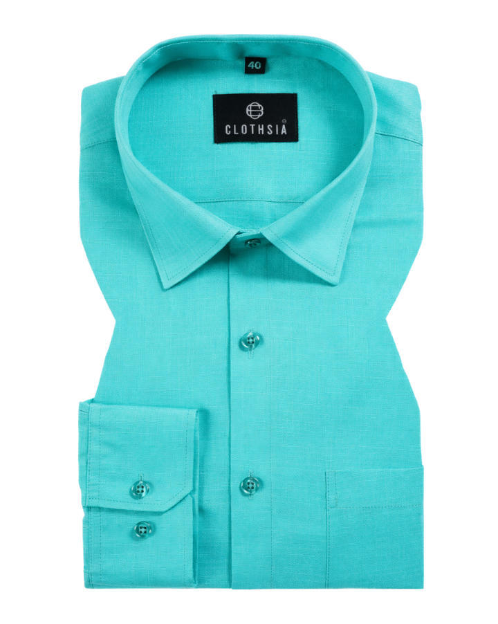 Premium Linen Aqua Green Colour Men Shirt