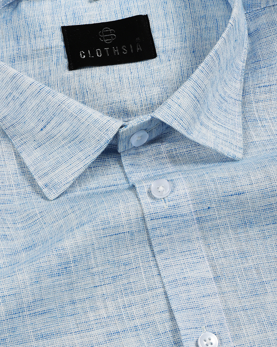 Classic Linen Ice Blue Colour Men's Shirt