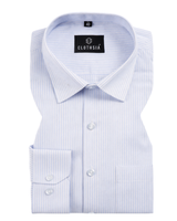 Cotton Small Stripe White With Blue Men Shirt
