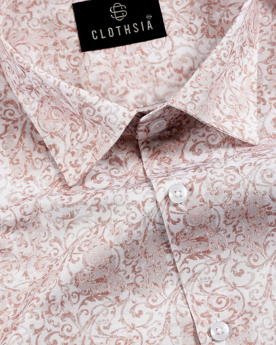 Giza Cotton Floral Print Light Pink Colour Men Shirts