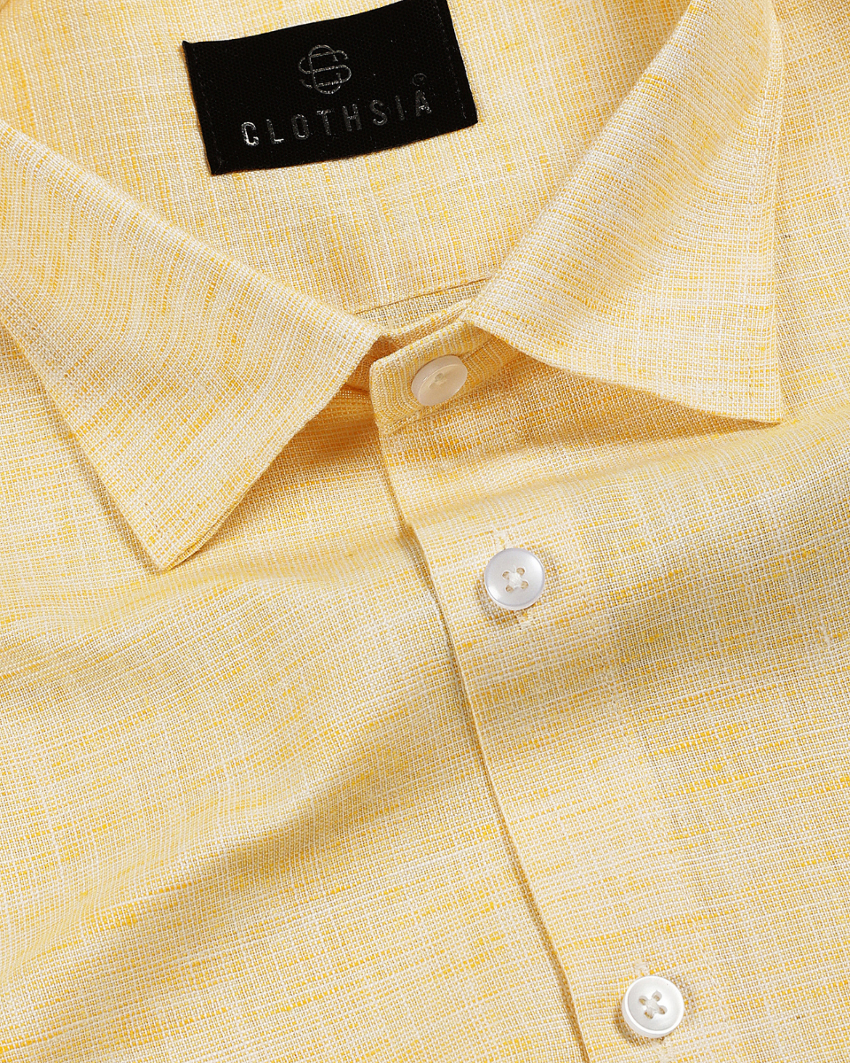 Classic Linen Lemon Yellow Colour Men's Shirt