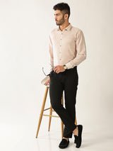Linen Cotton Formal Stripe Peach Colour Men’s Shirt