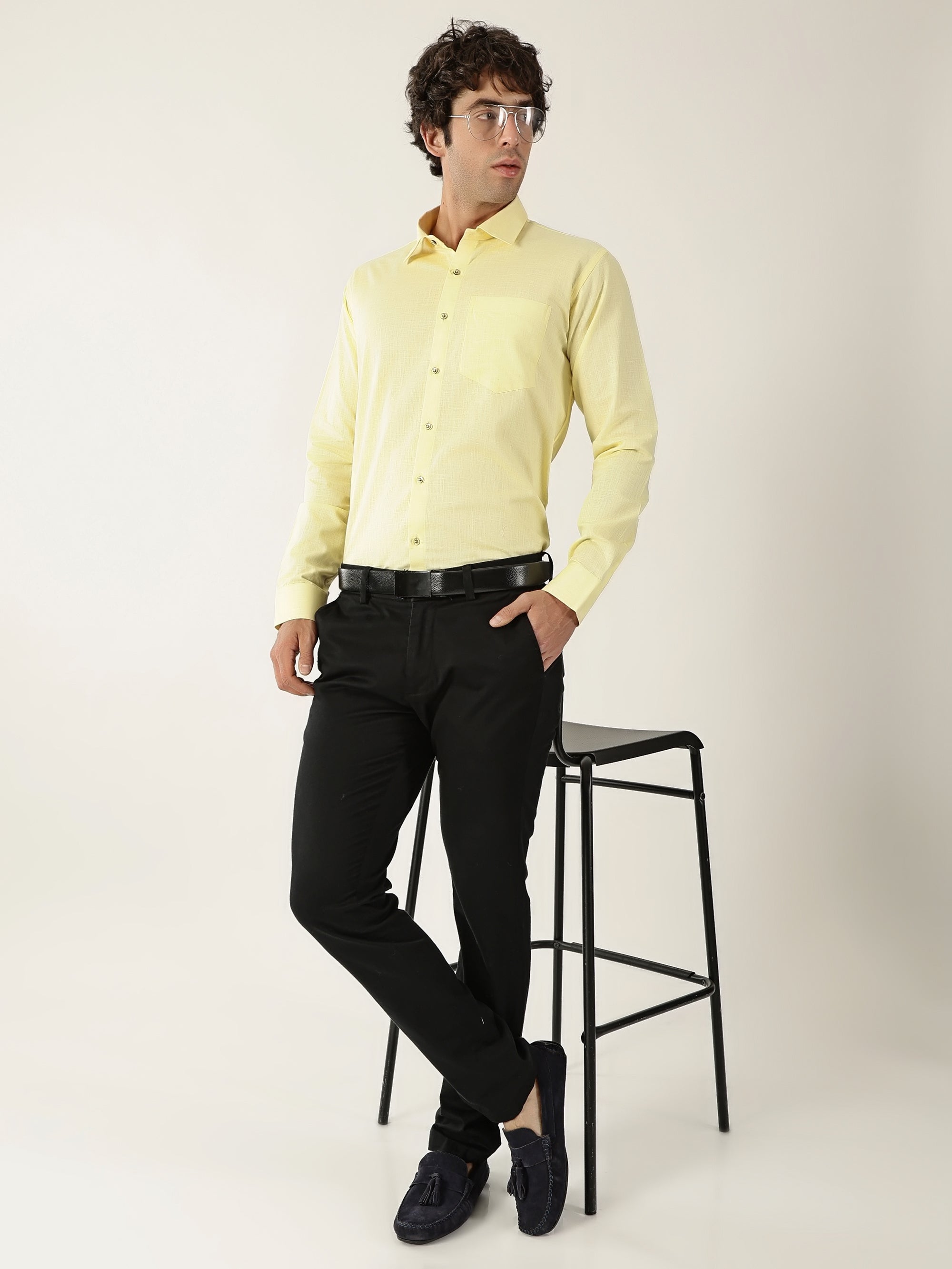 Premium Linen Lemon Yellow Men’s Shirt