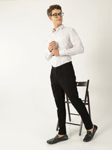 Linen Vertical Small Stripe White With Green Men’s Shirt
