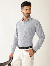 Cotton Small Stripe Blue With White Men’s Shirt