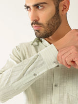 Linen Cotton Formal Stripe Pastel Green Men’s Shirt