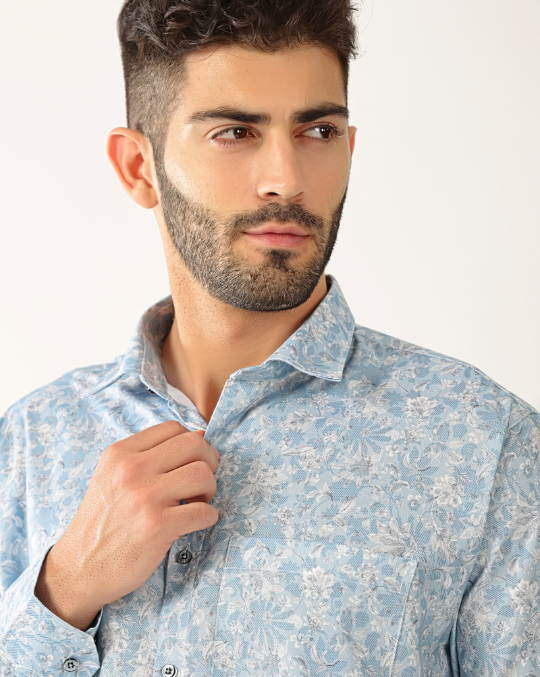 Giza Cotton Flower Rama Colour Mix Print Men’s Shirt