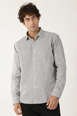 Cotton Small Stripe Brown With White Men’s Shirt