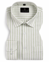 White with Pastel Green Stripe Men Shirts