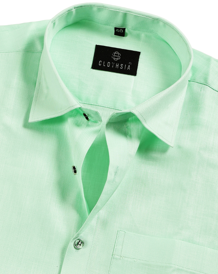 Premium Linen Mint Green Colour Men Shirts
