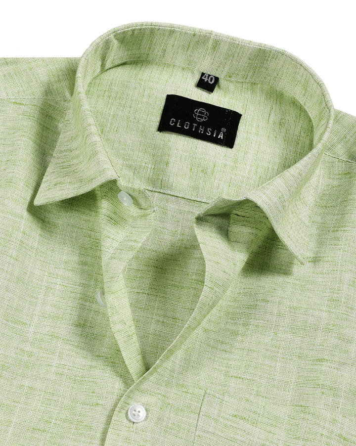 Formal Linen Pastel Green Colour Men Shirt
