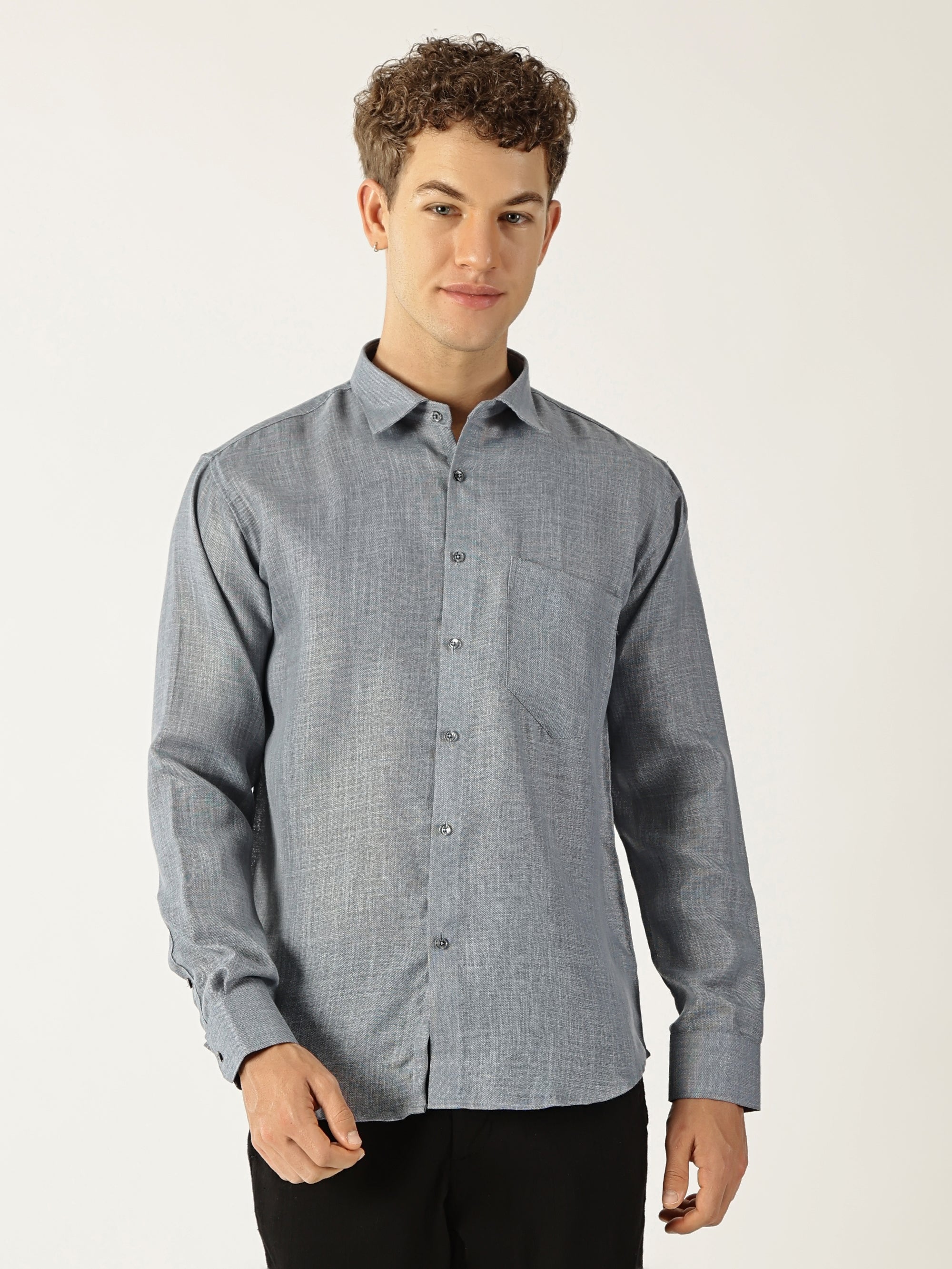 Formal Linen Steel Grey Colour Men’s Shirt
